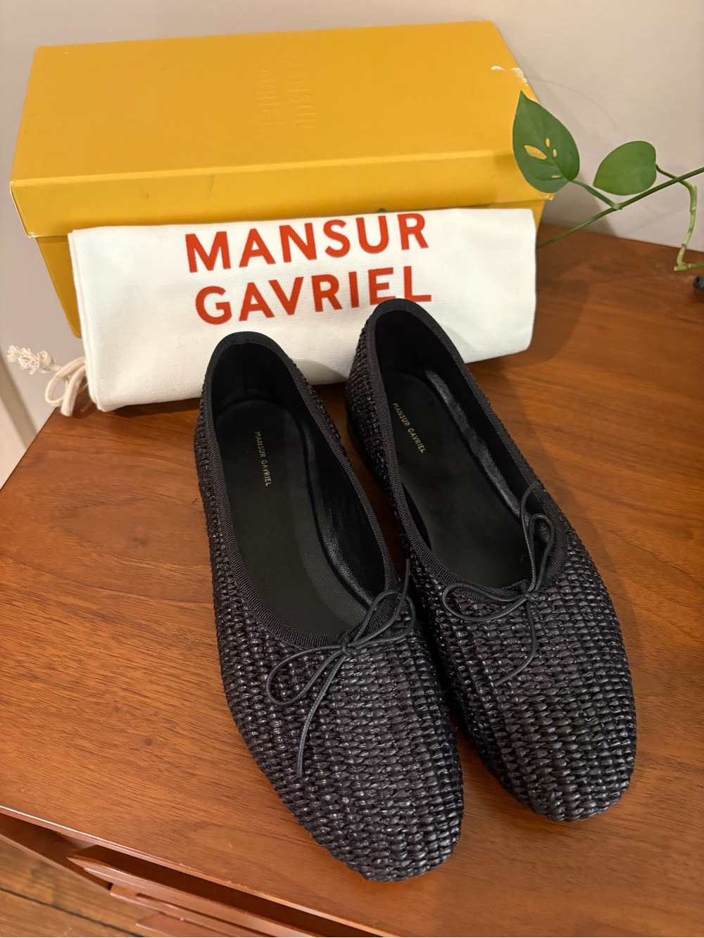 Mansur Gavriel Black Woven Square-Toe Ballet Flats size 7 Italian 37 New in Box - Picture 4 of 13